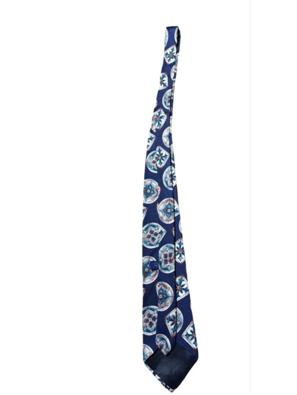 Oscar de la Renta Silk Tie Geometric Medallion Vintage Designer Neckwear